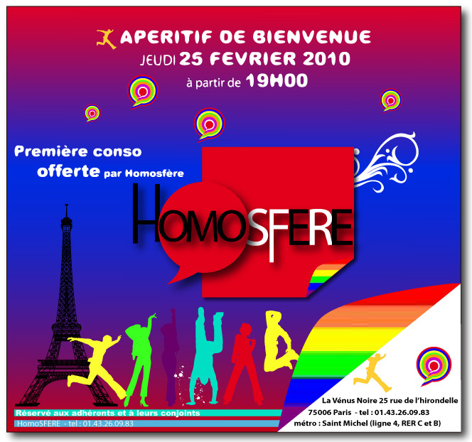 Le jeudi 25 février 2010, les adhérents de Homosfère se sont réunis pour l'apéritif de bienvenue à La Vénus Noire.